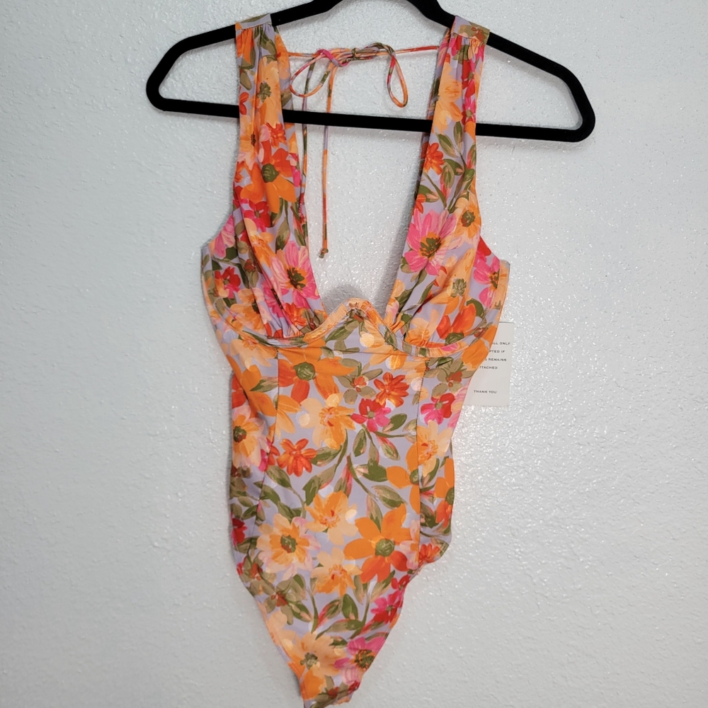 For Love & Lemons Jody Bodysuit Size M Retro Floral  Sexy NEW